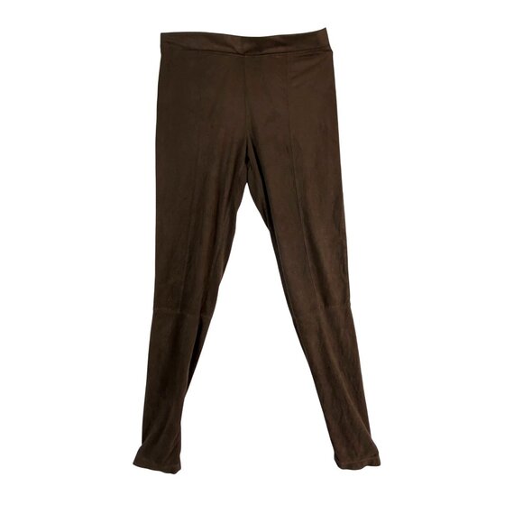Brown Stretch Slim Fit Pants Leggings Soft Ultra Suede Medium Sexy Classic Y2K - Picture 2 of 6